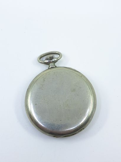 OMEGA
Silvered metal pocket watch, white...
