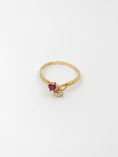 Ring you and me in yellow gold 750° decorated...