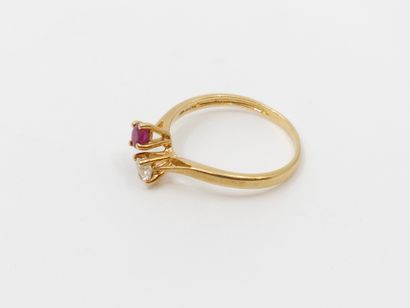 Ring you and me in yellow gold 750° decorated...