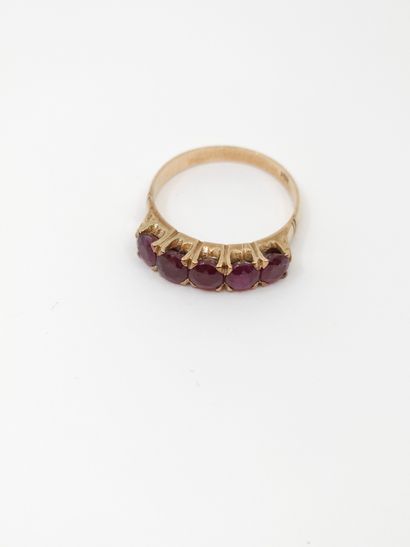 BAGUE jarretière en or 14 kt ornée de pierres...