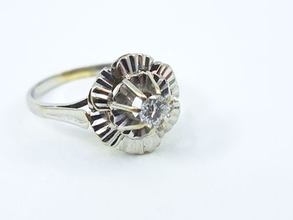 FRENCH WORK
Solitaire ring in white gold...