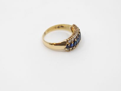 Yellow gold ring 750° set with nine navette...