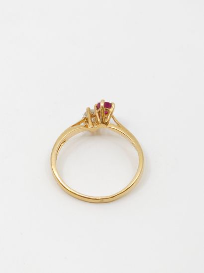 Ring you and me in yellow gold 750° decorated...