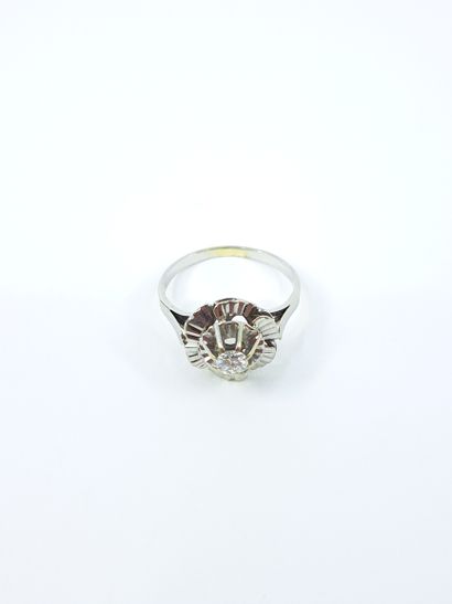 FRENCH WORK
Solitaire ring in white gold...