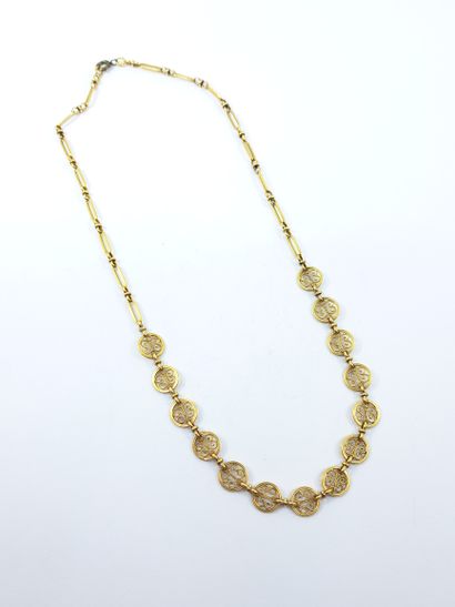 NECKLACE in yellow gold 750° figaro and fancy...