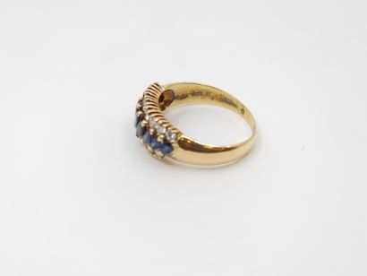 Yellow gold ring 750° set with nine navette...