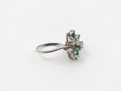 RING in white gold 750° set with six pear...