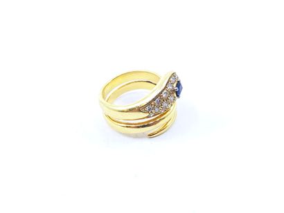 Snake ring in yellow gold 750° decorated...