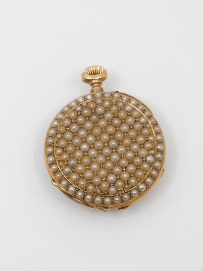 Yellow gold 750° collar watch paved with...