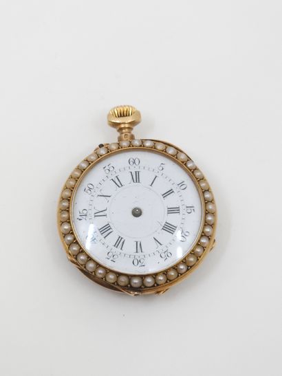 Yellow gold 750° collar watch paved with...