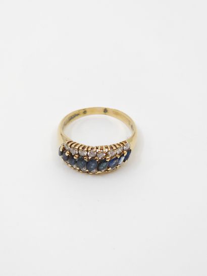 Yellow gold ring 750° set with nine navette...