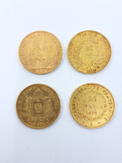 LOT OF FOUR PIECES in gold including : 
Coin...