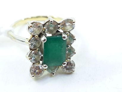 RING in white gold 750° set with a rectangular...