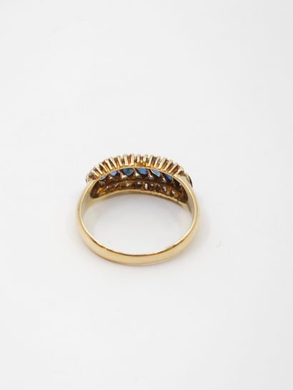 Yellow gold ring 750° set with nine navette...