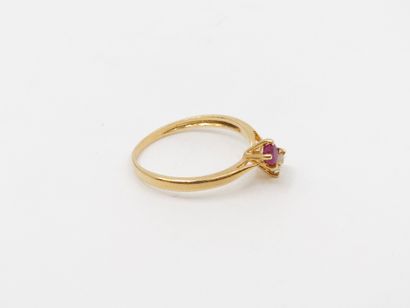 Ring you and me in yellow gold 750° decorated...