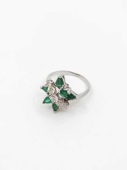 RING in white gold 750° set with six pear...
