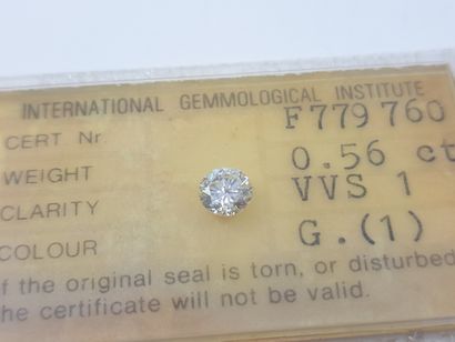 DIAMOND in blister of 0,56 ct of G color...
