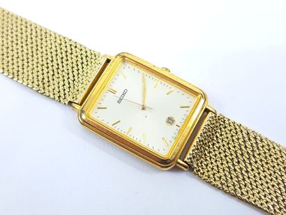 SEIKO 
Wristwatch, rectangular case in gilded...