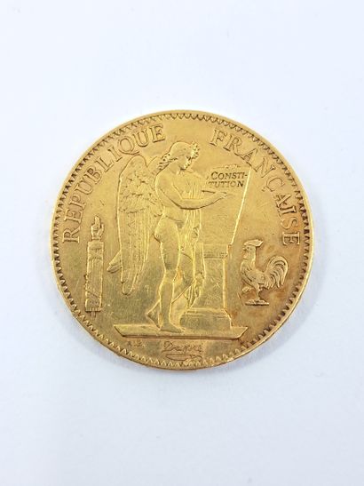 PIECE in yellow gold 750° of 100 francs 
French...