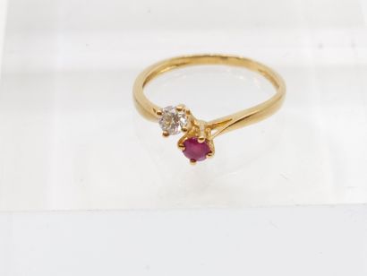 Ring you and me in yellow gold 750° decorated...