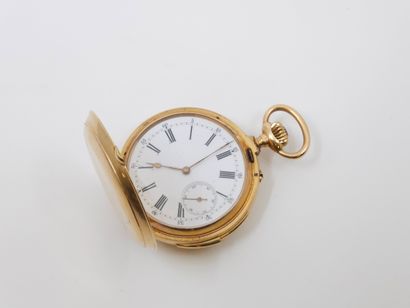 750° yellow gold pocket watch with striking...