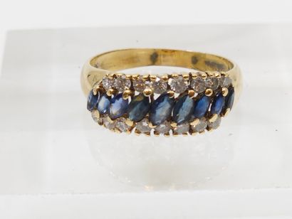 Yellow gold ring 750° set with nine navette...