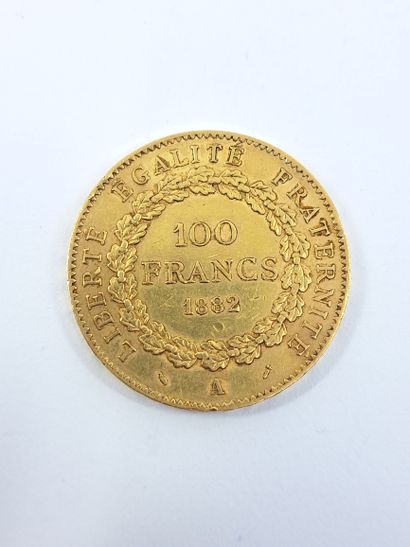 PIECE in yellow gold 750° of 100 francs 
French...