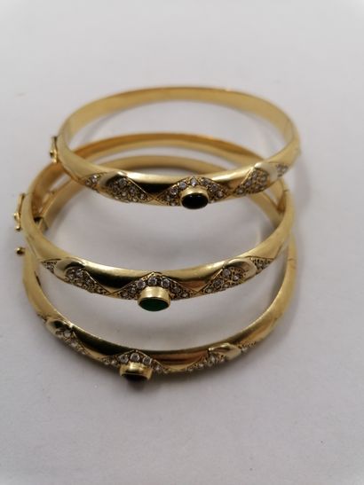 3 Bracelets Gold 18kt and stones 45,01g 