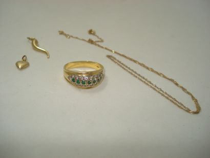 1 Ring Gold 18kt and stones 4,82g 2 Pendants...