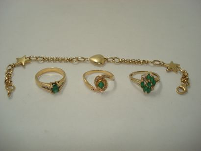 3 Rings Gold 18kt stones and diamonds 11,01g...