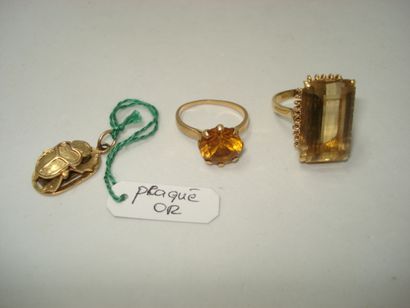 1 Ring Yellow gold 18kt and rectangular stone...