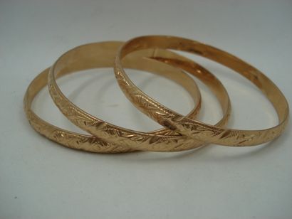 3 Bracelets rigides Or 18kt 39,11g 