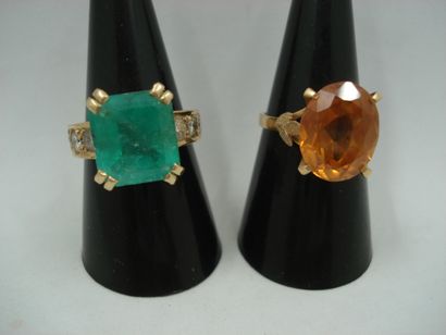 1 Bague Or 18kt pierre et diamants 11,73g...