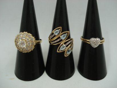 3 Bagues Or 18kt et pierres 11,28g 