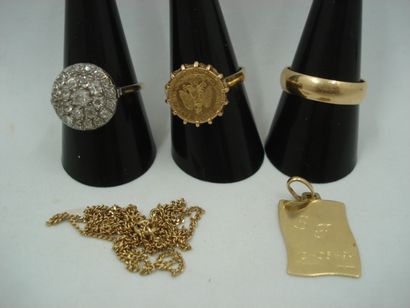 1 Bague Or 18kt 5,69 g 1 Pendentif religieux...
