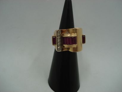 1 Ring tank 18kt yellow gold and stones 10,51...