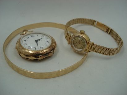 1 Watch gousset Gold 18kt 16,27g floral theme,...