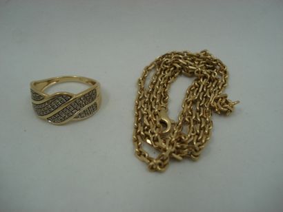 1 Bague Or 18kt et pierres 3,42g 1 Chaine...