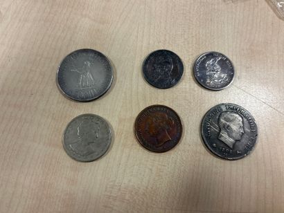 1 Lot de 6 monnaies argent dont Napoléon...