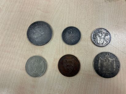 1 Lot de 6 monnaies argent dont Napoléon...