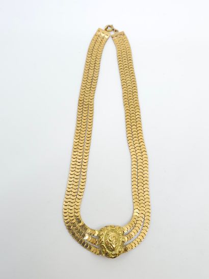 COLLIER TROIS RANGS en or jaune à motifs...