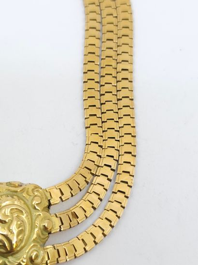 COLLIER TROIS RANGS en or jaune à motifs...