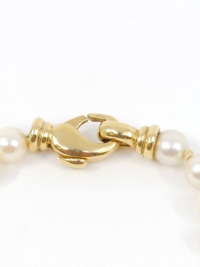 COLLIER de perles, fermoir en or jaune 7...