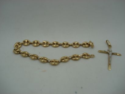 1 Croix Or 2 tons 18kt 1,68g 1 Bracelet Or...