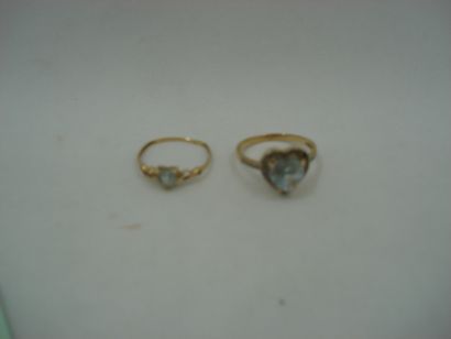 1 Bague Or 18kt et pierre 0,91 g coeur 1...