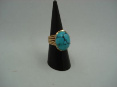 1 Bague Or 18kt et pierre 9,16g pierre turquoise...