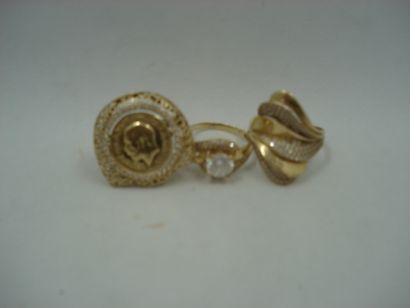 3 Bagues Or 18kt et pierres 12,23g 