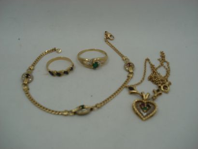 1 Collier Or 18kt et pierres 6,27g cassé...