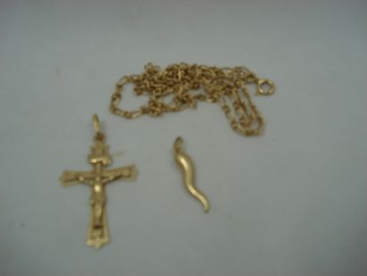 1 Pendentif Or 18kt 0,46g 1 Croix Or 18kt...