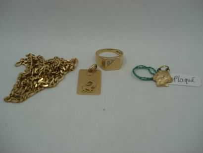 1 Bague Chevaliere Or 18kt 5,07 g 1 Chaine...